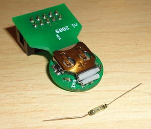 the reed switch, before and
after soldering